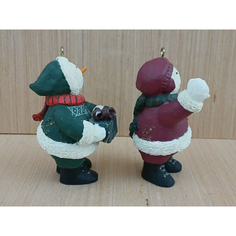 Snowmen Christmas Ornaments set of 2 Holiday Tree Decoration Cute
